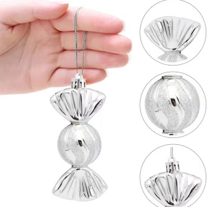 Set de 8 ornamente pentru brad Winwild, plastic, argintiu, 5 x 12 cm