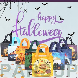 Set de 8 pungi pentru Halloween, textil, multicolor, 21 x 20 x 15 cm