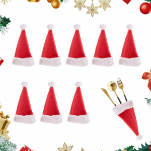 Set de 8 suporturi pentru tacamuri de Craciun Cerioll, textil, alb/rosu, 7 x 13 cm