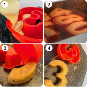 Set de 9 forme pentru prajituri ZSWQ, silicon, rosu - Img 7