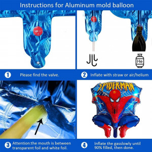 Set de banner si 5 baloane cu Spider-Man pentru aniversare copii Miotlsy, folie, multicolor, 45 cm - Img 3