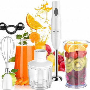 Set de blender 4 in 1 OLIYA, plastic/ABS/otel inoxidabil, alb/argintiu, 1500 W 
