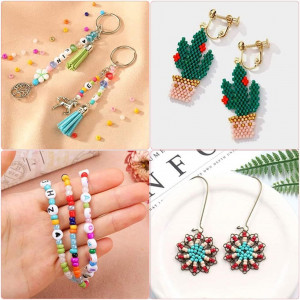 Set de creatie cu 8400 margele pentru bijuterii JIJI &CUI, sticla/metal/plastic, multicolor