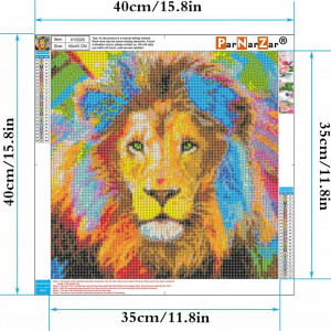 Set de creatie cu diamante ParNarZar, model leu, multicolor, 40 x 40 cm
