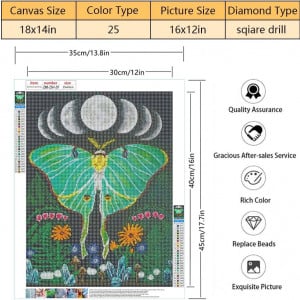 Set de creatie cu diamante Tishiron, model fluturi, rasina, multicolor, 30 x 40 cm - Img 5