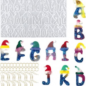 Set de creatie cu matrita si accesorii pentru cercei/brelocuri GoGou, silicon/metal, alb/argintiu, 29,4 x 17,2 cm 