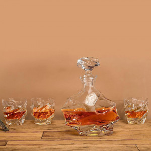 Set de decantor cu 4 pahare de Whiskey, sticla de cristal, transparent - Img 7