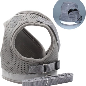 Set de ham si lesa pentru pisici Supet, textil, gri, marimea L - Img 7