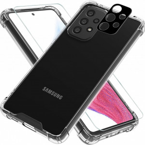 Set de husa cu folii de protectie ecran si camera pentru Samsung Galaxy A53 Gimane, policarbonat /TPU/sticla securizata, transparent, 6,5 inchi - Img 1