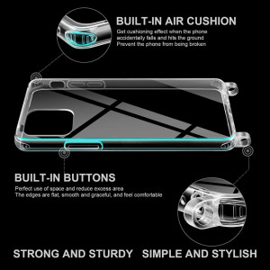 Set de husa cu snur si 2 folii de protectie pentru iPhone 12 Pro Yirsur, plastic/sticla/metal, transparent/negru, 6,1 inchi