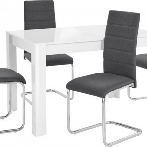 Set de living Lynn/Doris, 4 scaune si o masa, alb/gri antracit, 120 x 80 x 75 cm - Img 6