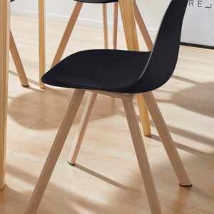 Set de living Veneto / Cody masa + 4 scaune, MDF/tesatura, negru, diamentru 105 cm - Img 3