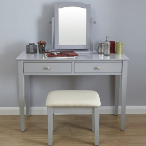 Set de masă de toaletă Arundel cu oglindă, gri, 128cm H x 109cm W x 47cm D - Img 8