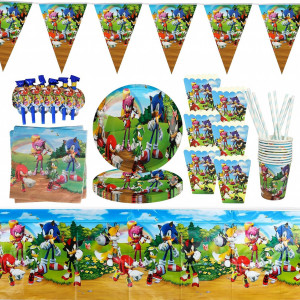 Set de masa festiva pentru copii Yisscen, hartie, multicolor, 54 bucati - Img 1