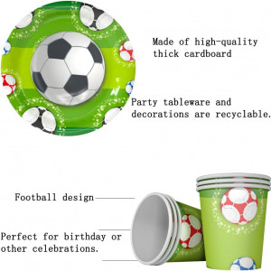 Set de masa pentru petrecere fotbal MEZHEN, hartie, multicolor, 6 persoane - Img 5