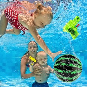 Set de minge subacvatica si doua pistoale cu apa pentru jocuri la piscina BARVERE, PVC, multicolor, 23 cm 