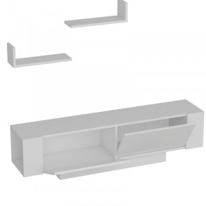 Set de mobilier pentru living Brodii, PAL, alb, 150 x 40 x 31,5 cm - Img 2