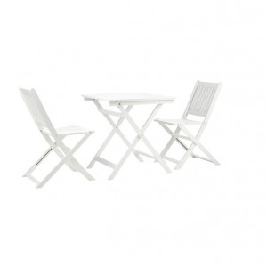 Set de o masa si 2 scaune pentru gradina Skyler, lemn masiv de salcam, alb