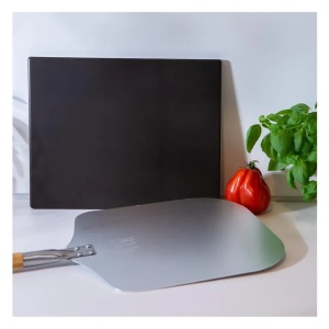 Set de pizza, lopata din aluminiu 30.5 x 85 cm, piatra de copt 38 x 30 cm, DOLCE MARE, Negru, Resigilat, Grad A - Img 5