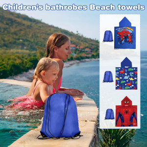 Set de prosop de plaja cu sac de depozitare Amycute, poliester, rosu/albastru, 60 cm - Img 3
