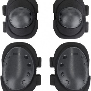 Set de protectii pentru coate si genunchi BAIGIO, negru, plastic, 15 x 22 cm / 12 x 18 cm - Img 1