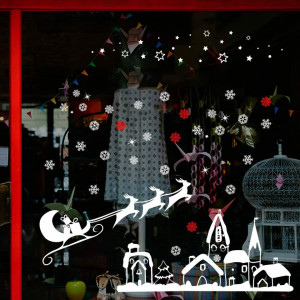 Set de stickere pentru fereastra Naler, PVC, alb/rosu - Img 5