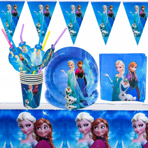 Set de tacamuri pentru petrecere Disney Frozen pentru 6 persoane Yisscen, hartie, multicolor, 30 piese - Img 1