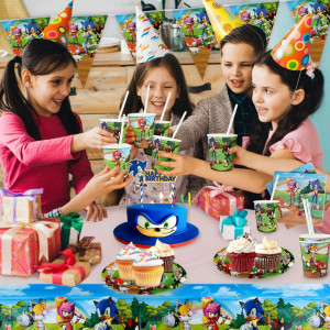 Set de vesela pentru petrecere copii Gxhong, hartie, multicolor, 52 piese - Img 4