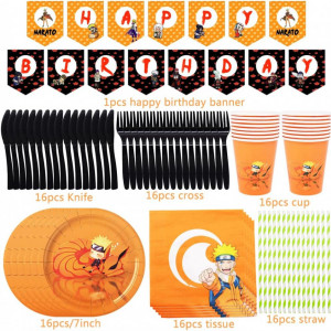 Set de vesela pentru petrecere Nesloonp, carton/plastic, multicolor, 97 piese - Img 8