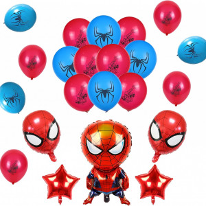 Set decoratiuni pentru petrecere Smileh, model Spider Man, folie/latex, multicolor, 17 piese