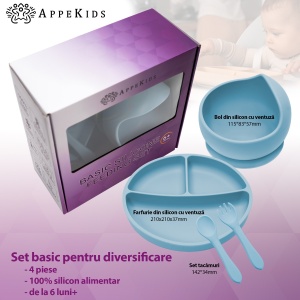 Set Diversificare, AppeKids, 100% Silicon, Basic - Aqua Blue - Img 2