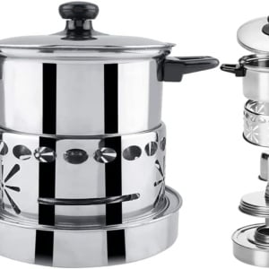 Set fondue Ftory, otel inoxidabil, argintiu/negru, 23 x 23 cm