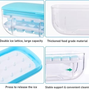 Set forma pentru cuburi de gheata, 2 clesti si o scafa Nizirioo, ABS, transparent/albastru, 13 x 28 x 9.5 cm