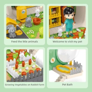 Set ghiozdan jucarie 3 in 1 Rovo 999-2, Iepuras, Fermier, Accesorii incluse - Img 6