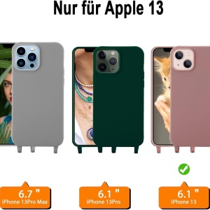 Set husa cu snur si 2 folii de protectie pentru iPhone 13 Gumo, TPU/poliester/sticla securizata, roz/transparent, 6,1 inchi