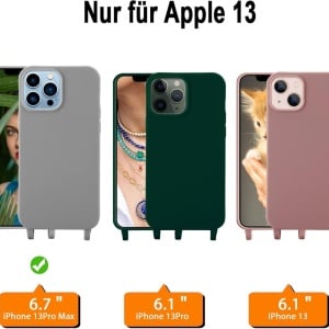 Set husa cu snur si 2 folii de protectie pentru iPhone 13 Pro Max Gumo, TPU/poliester/sticla securizata, negru/transparent, 6,7 inchi