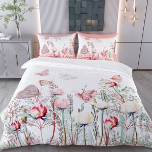 Set husa pilota + fata de perna, amestec bumbac, 140x200 cm + 60x60 cm, multicolor - Verificat A · Re-Bloom