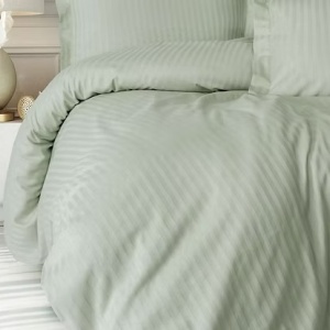 Set husa pilota + fata de perna, satin bumbac 100%, 155x220 cm + 80x80 cm, verde - Verificat A · Re-Bloom