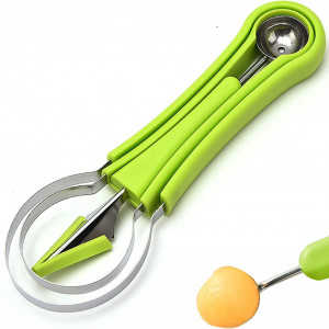 Set instrumente de sculptura in fructe Cisolen, plastic/otel inoxidabil, verde/argintiu, 21,2 x 7,5 cm/20,1 x5,4 cm/ 19,4 x 2,8 cm - Img 2