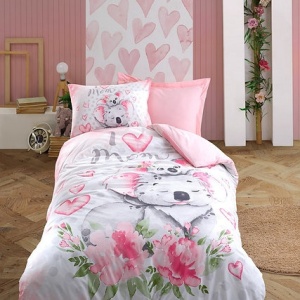 Set lenjerie pat single, bumbac ranforce 100%, husa pilota 160x220 cm + cearsaf plat 160x240 cm + fata perna 50x70 cm, multicolor - Verificat A · Re-Bloom