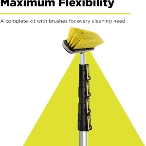 Set maner telescopic si 3 perii DocaPole, microfibra/plastic/aluminiu, galben/negru/argintiu, 9,1 m - Img 4