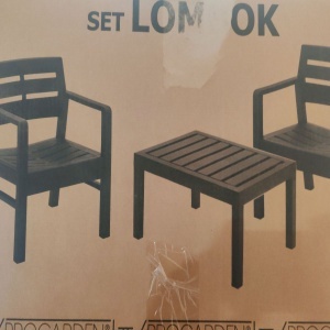 Set mobilier terasa/gradina, Progarden, LOMBOK, 3 piese, polipropilena, antracit, 2 scaune 63x58x74 cm, masa 74x55x38 cm, cu perne incluse, Resigilat, Grad A - Img 2