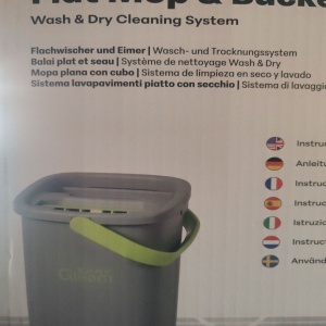 Set mop si galeata, EasyGleam, mop plat cu maner din otel inoxidabil, galeata inovatoare cu doua camere pentru utilizare umeda si uscata, 1 Rezerva, Resigilat, Grad A - Img 6