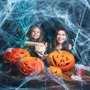 Set panza si 24 paianjeni pentru Halloween Cytecedx, plastic, alb/negru