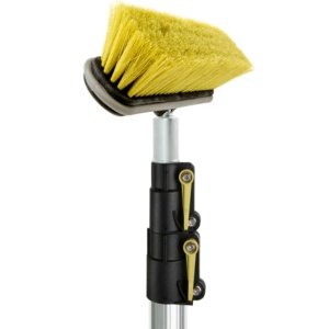 Set perie medie cu maner extensibil DOCA, plastic/cauciuc/aluminiu, argintiu/negru/galben, 3,6 m