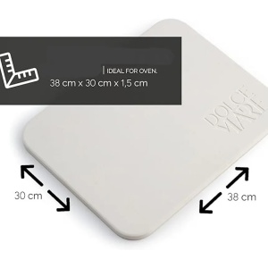 Set Piatra copt, lopata lemn si cutit pizza, DOLCE MARE, 38 cm x 30 cm x 1, 5 cm, Alb, Resigilat, Grad A - Img 2