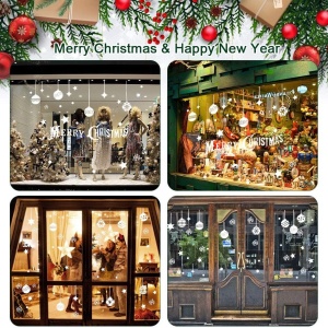 Set stickere de Craciun pentru fereastra Emageren, PVC, alb, 45 x 60 cm