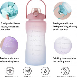 Set sticla de apa cu husa Winwild, plastic/textil, roz/albastru/negru, 2000 ml