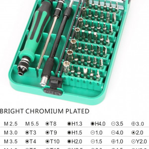 Set surubelnite cu biti de precizie 45 in 1 Uktunu, otel crom vanadiu/TPR, verde/argintiu/negru