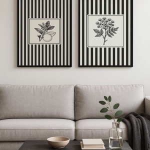 Set tablou decorativ Re-Bloom, 2 piese, MDF/lemn masiv, alb/gri/negru, 50 x 70 cm - Img 3